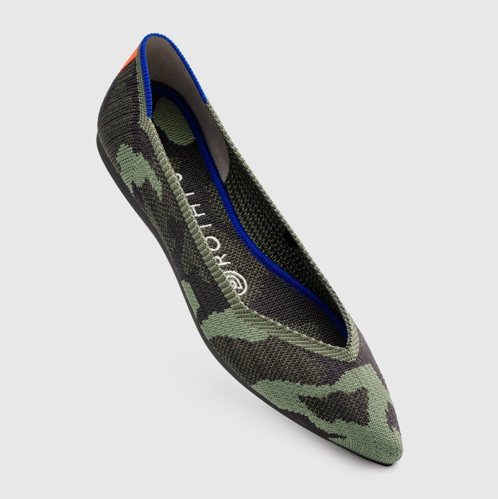 ROTHYS OLIVE CAMO THE POINT COMFOR FLAT SHOES
